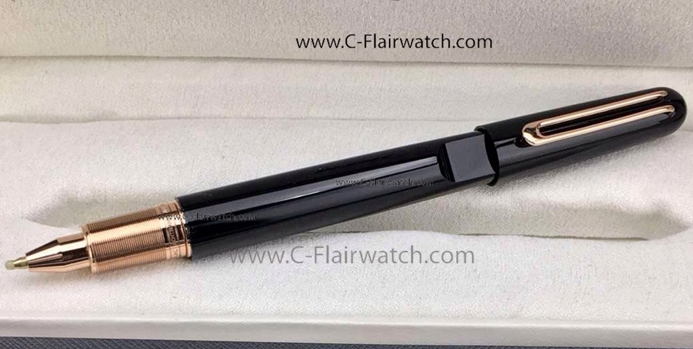 Copy Montblanc M Rollerball Pen:Black Resin Rose Gold Clip